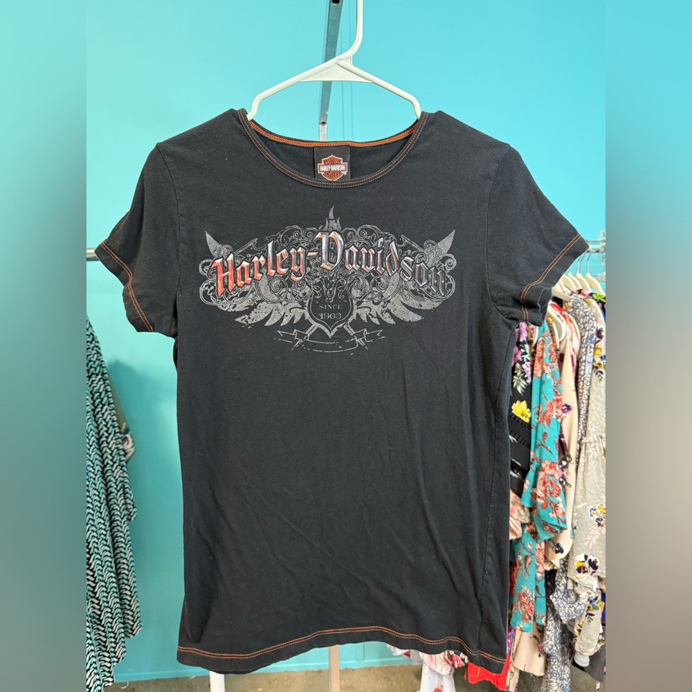 Harley-Davidson Black and Gray Winged Logo Tee